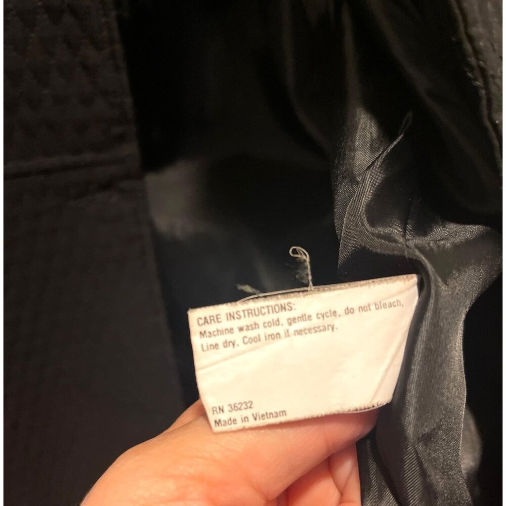 Gallery Womens Quilted Black Trench Coat Button-Front Size L - Picture 11 of 13